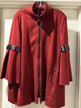 IC by Connie K Ultrasuede Swing Jacket Belted Bell Sleeves XL